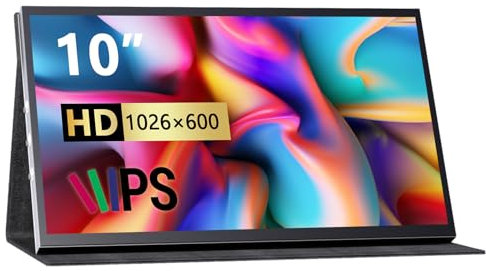 CUQI 10 Zoll Raspberry Pi Monitor, 1024 × 600 HDMI Tragbarer Monitor, Raspberry Pi Display mit Ledertasche für Raspberry Pi 5/4/3/Laptop/Win OS Gerät