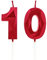 Velas 10 cumpleaños, velas con número rojo, decoraciones para tartas de cumpleaños, bodas, aniversarios de empresa