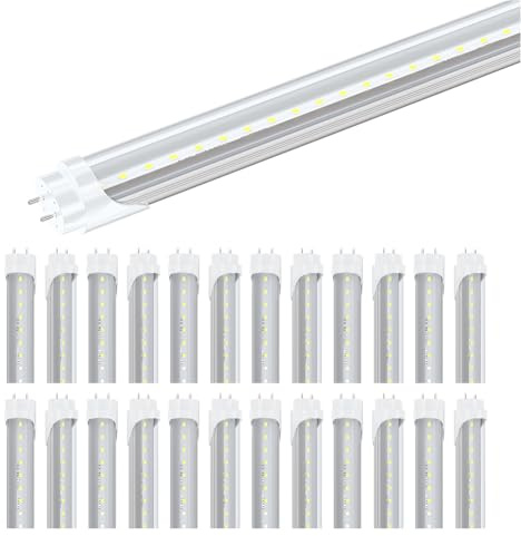 LED 4 foot Light Bulbs 4000K, Fluorescent Tube Replacement, Ballast Bypass, 48inch G13 Daylight White Double-end Powered, Clear Lens for Commercial Building, Office, Warehouse, Hypermarket, 25 Pack