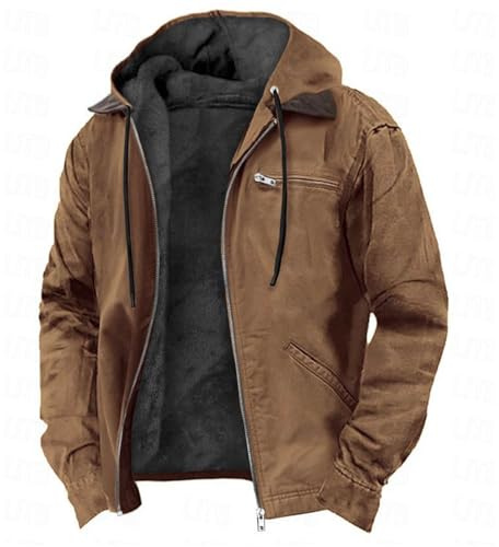 Homme Veste Cuir Capuche Mode 3D imprimé décontracté Jeunesse Manteau à Capuche avec Fermeture éclair Blouson Homme Cuir Moumoute