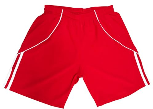 PROSTYLE SPORTS Men's Football Shorts Running Shorts Lightweight Gym (UK, Alpha, L, Regular, Regular, Red/White)