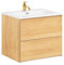 SoBuy Waschbeckenunterschrank schmal Badezimmerschrank Waschtisch Waschbecken mit Unterschrank Badschrank Badmöbel Natur BHT ca. 61x54x46cm BZR174-N