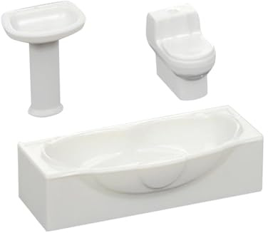 JunZheHub Mini Set Lavabo E Vasca da Bagno per Casa delle Bambole, S