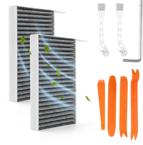 TGHongKy 2X HEPA Innenraumfilter für Tesla Model 3(2017-2025)&Model Y(2020-2025) Kabinenluftfilter für Tesla Model 3 Kabinenluftfilter Aktivkohle für Tesla Model Y HEPA Cabin Filter mit 6X Werkzeug