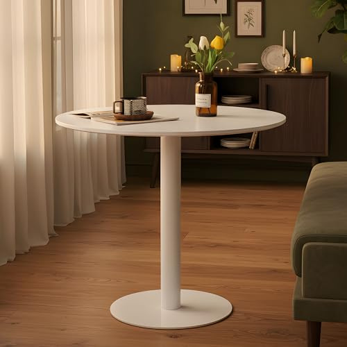 buybyroom Runder Esstisch Klein Bistrotisch Rund Esszimmertisch, Als Küchentisch, Esszimmertische, Bar Tisch Rund 80 cm, Weiß
