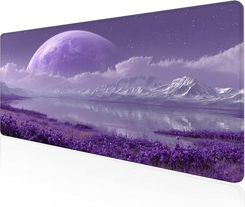 Musmatta lila spelmusmatta blommor stor skrivbordsmatta 1200 x 600 x 3 mm, arbete från hem väsentligheter halkfri gummibas specialstruktur vattentålig yta slitstark skrivbord matt för laptop Y1-697