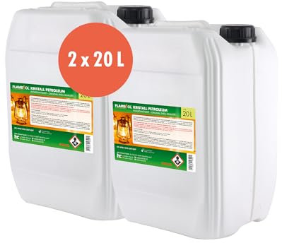 Höfer Chemie FLAMBIOL Pétrole purifié 2 x 20 L - Chauffage au pétrole - Qualité désaromatisée - pour Chauffage de Camping, Lampes à pétrole et Allume-Grill - Combustion sans suie