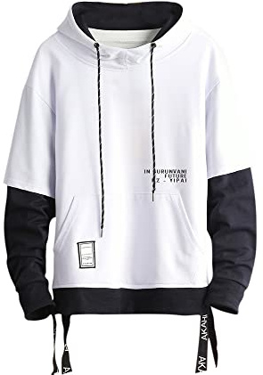 GURUNVANI herr 19107 Tröja med huva | unisex-inspirerad passform, streetwear stil, medelvikt tyg, dragsko, känguruficka