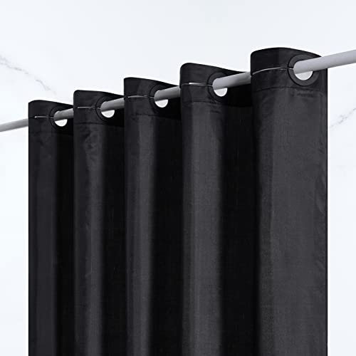 Furlinic Duschvorhang 180x200 Badvorhang Wasserdicht Anti-schimmel Waschbar mit Groß Ösen Schwarz Textile Duschvorhänge aus Polyester Stoff für Dusche und Badewanne.