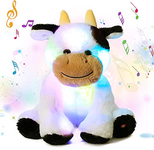 Cuteoy Musical Plüsch Kuh Plüschtier Soft Glowing LED Light-up Nachtlicht Spielzeug Singing Lullabies Geburtstag Weihnachten Plüschtiere Geschenke für Kinder