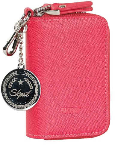 SKPAT - Porta Llaves con Cierre Cremallera para Hombre de Polipiel. Llavero Organizador Llaves con Protección Anti Escaneo RFID. Portalleves Calidad Funda Llaves, Coral