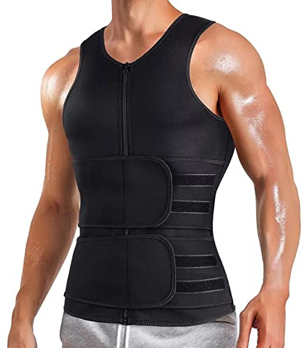 ZPLMIDE Gilet da uomo con doppia cintura, body shapewear, supporto posteriore dimagrante corsetto per bruciare i grassi (nero, XL)