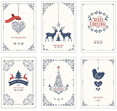 Edition Seidel Lot de 6 cartes de Noël de qualité supérieure avec enveloppes - Cartes postales de Noël