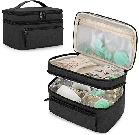 BAFASO Breast Pump Bag (Compatible with Pump in Style) with a Waterproof Pump Parts Pad, Carrying Case Compatible with Pump in Style and Extra Parts (Patent Pending), Black