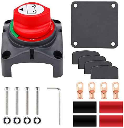 Greluma 1PC Interruttore di scollegamento della batteria,12V-48V 275A Isolatore della batteria Interruttore principale di interruzione dell'alimentazione Impermeabile per camper,ATV,auto,barca(On/Off)