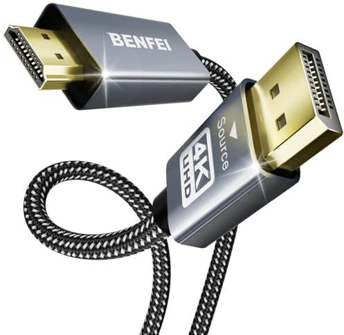 BENFEI DisplayPort to HDMI 5 Pack, 4K DisplayPort (DP) to HDMI 1.8 Meter Cable Compatible with HP, ThinkPad, AMD, NVIDIA, Desktop and More - Male to Male, Space Grey