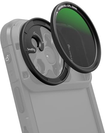 SMALLRIG Kit de Filtros Polarizadores Circulares Magnéticos de 2.047 in para Jaula de Teléfono para iPhone 15 Series, Filtro Polarizador CPL Magnético con Adaptador de Filtro de Montaje M - 4388B