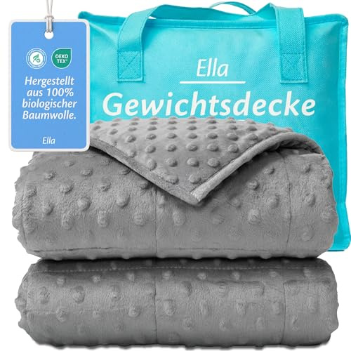 Ella Manta con Peso para niños, 4,5 kg, 100 x 170 cm, Manta terapéutica, para aliviar el estrés y la ansiedad, Perlas de Cristal hipoalergénicas, Capa Exterior de algodón Suave y refrescante