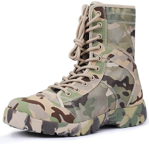 QAXZESA Pour des hommes Chaussures camouflage Bottines tactiques d'extérieur pour le désert Bottes respirantes ultralégères Bottes de combat militaires Botte de patrouille de l'armée,Green-38