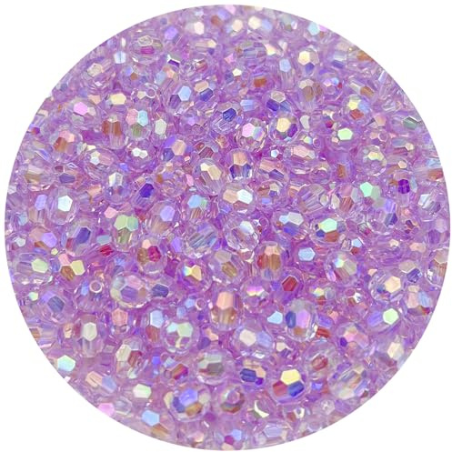 Mulutoo 200 Pcs 10MM AB Color Crystal Acrylic Beads Round Faceted Crystal Plastic Bead Spacer Beads for Jewelry Making, Bracelets Necklaces Earrings Wind Chimes Suncatchers(403 - Light Purple AB)