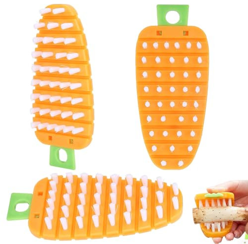 Fruit Brush,Vegetable Brush,Vegetable Scrubber Potato Scrubbing Brush Carrot Pattern for Vegetable for Potato(3pcs,Orange)