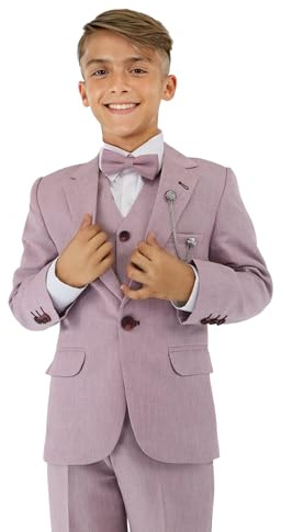 Traje Formal Texturizado de 8 Piezas para niños, Corte Ajustado, para pajes, Bodas, comuniones 221 Lila, Tamaño 3 Años