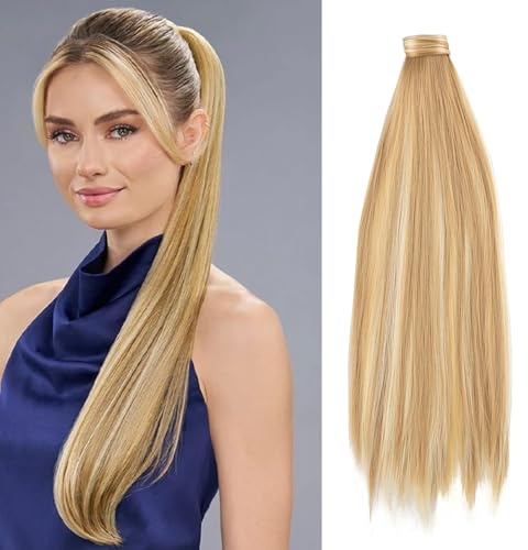 JJstar Coleta Postiza Extensiones Pelo, Coleta Postiza Pelo Naturalde de 70 cm de largo cabello liso, Cabello Sintético para Mujeres y Niñas