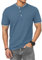 HMIYA Herren Poloshirt Baumwolle Kurzarm Sommer Henley Knopfleiste Kontrastierender Einfassung Basic Golf T-Shirts