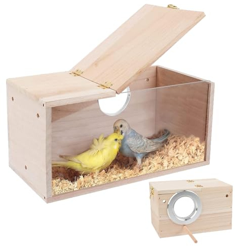 Molyorch Caja Nido para Periquitos, Caja de Nido de Pájaros de Madera, para Periquitos Canarios Pájaros