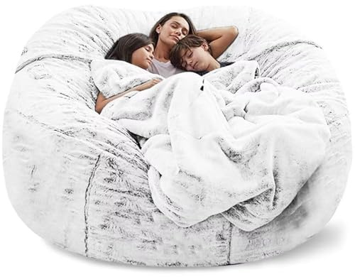 Puff Gigante XXL Peludo Cubierta Beanbag Cover con Fundas Lavables a Máquina para Sofá Perezoso Terciopelo Puf de Salón Asiento Decorativo (sin Relleno)