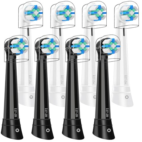 Recambio Cepillos Compatible con Oral B IO 2/3/4/5/6/7/8/9/10 Cepillos Eléctrico, Cerdas Medianas Cabezales Compatible con Oral B IO (8 Negro/Blanco)
