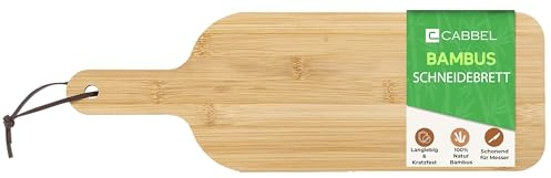 CABBEL skärbräda bambu 40x13 cm – smal och hållbar köksbräda, hygienisk träbräda för skärning och servering, vändbar, slitstark, med upphängningssnöre, 1 cm tjock