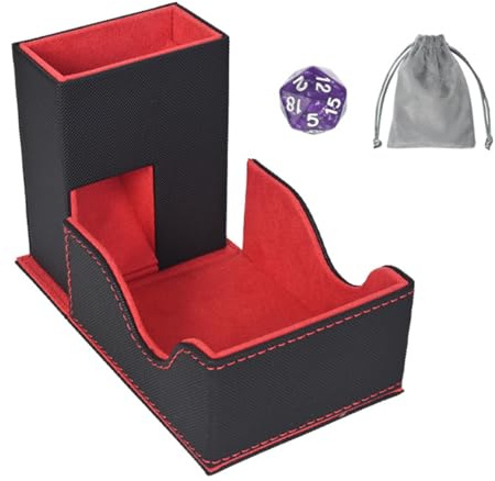 ANCLLO Organizadores de Torre de Dados, Torre de Dados magnética de Cuero sintético, Estuche Plegable 3 en 1 para entusiastas de los Juegos de Mesa y Equipos de rol.