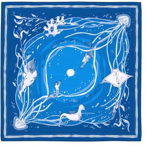 WHTE MOSS Cotton Bandana, Ultra-Soft 22 hair scarf - Ocean Blue