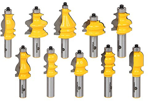 YONICO Architectural Molding Router Bits Set 10 Bit 1/2-Inch Shank 16101
