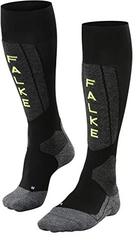 FALKE Herren Skisocken SK5 Expert M Kh Wolle Funktionsmaterial warm dünn 1 Paar, Schwarz Black-Lightning 3171, 42-43