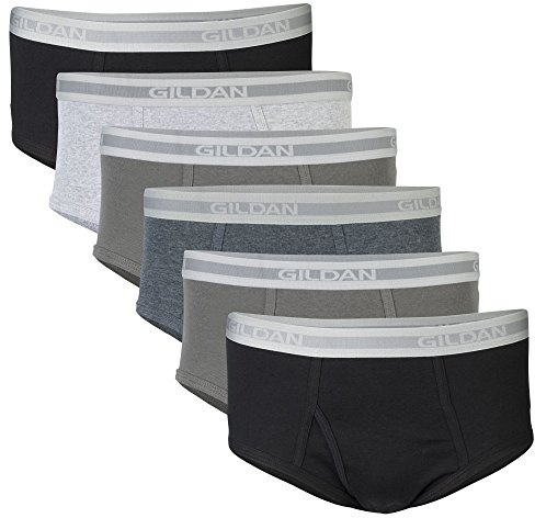 Gildan Men's Underwear Briefs, Multipack, Grey/Black (6-Pack), Medium