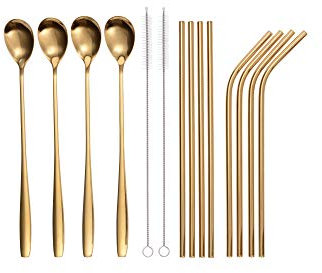 GRÄWE Trinkhalm-Set 14-TLG, Edelstahl, Gold