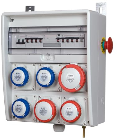 FANTON 74398 Quadro elettrico da cantiere ASC IP65 3 Prese 2P+T 16A + 1 Presa 3P+T 16A + 1 Presa 3P+N+T 16A + 1 Presa 3P+N+T+ 32A con morsettiera ULISSE Interruttore differenziale magnetotermico