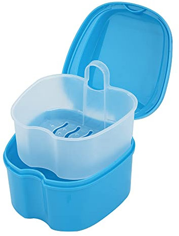Prothese Box Zahnprothese Box Retainer Container Aufbewahrungsbox mit Hängender Sieb für Falsche Zähne Lagerung Reinigung