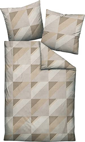 Janine Mako-Satin-Bettwäsche J.D. 200x220 cm + 2X 80x80 cm Taupe