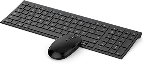 seenda Clavier et Souris sans Fil pour Windows,Combo Rechargeable, Récepteur USB, Touches Multimédias,Silencieux, Ultra-Fin, Disposition AZERTY Français, Noir
