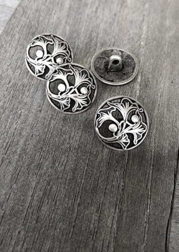 silber antik Enzian Motiv Metall Knöpfe mit Öse 15mm oder 18mm (10 Stück) (18mm)