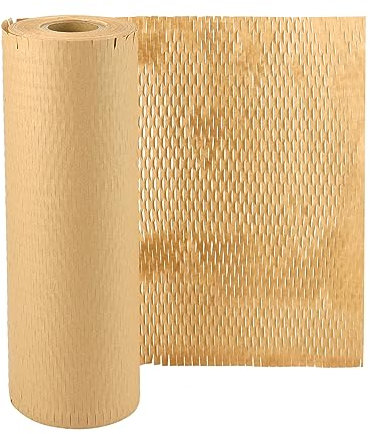 QWORK® 30 cm x 50 m Wabenpapier Verpackungspapier 80g/m², Noppenfolie-Alternative, Verpackungsrolle für Umzüge, den Versand Zerbrechlicher Gegenstände und Geschenkverpackungen
