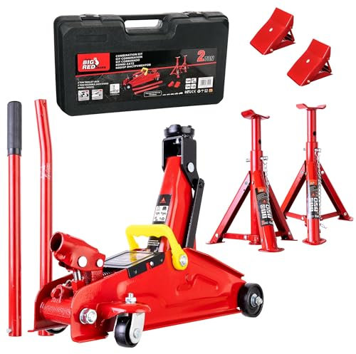 TC TECHNIC Gato de coche hidráulico de elevación 2Ton Big Red 135 – 340 mm Soportes y cuñas