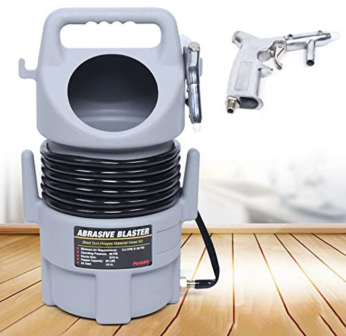 Mobiler sandstrahlgeräte, Sandstrahlgerät, tragbare Sandstrahlpistole, Sandstrahlschlauch, Druckluft, Sandstrahlkit mit Sandstrahlpistole, 50 lbs, 24 * 53 cm(Kompressor nicht enthalten)