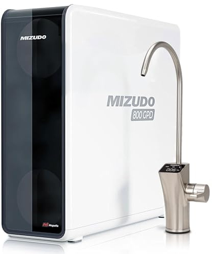 MIZUDO 800GPD Tankless Reverse Osmosis System, 9 Stage Tankless RO Water Filtration System Under Sink, 3:1 Pure to Drain, 3-Year Filter Life, NSF/ANSI Certified TDS Reduction, Smart Display Faucet