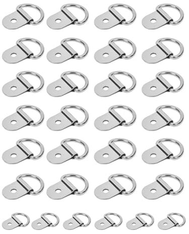 HSIXHAF 30 pcs Anclaje de Amarre de Anillo V, Inoxidable Anillos de Amarre a Forma di D para Coches Kayak y Remolques, Niquelado