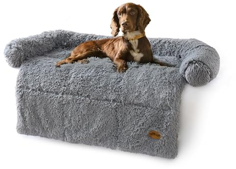 Silentnight Calming Dog Sofa Protector - Pet Sofa Cover Protector Bed for Dogs Cats with Non Slip Base and Soft Plush Fabric Reducing Pet Anxiety - Machine Washable - Small