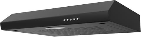 FIREGAS Campana Extractora 60 cm, Extractor Cocina, Campanas Extractoras Cocina, Gran Potencia de Succión, Control Mecánico, 3 Velocidades, Algodón Filtrante,Negro